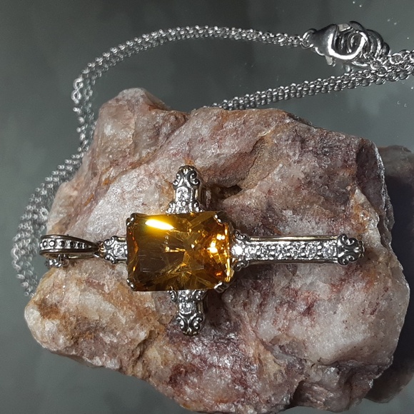 925 Genuine Fire Citrine and Untreated White Zircons.PRICE IS FIRM. - Picture 1 of 17